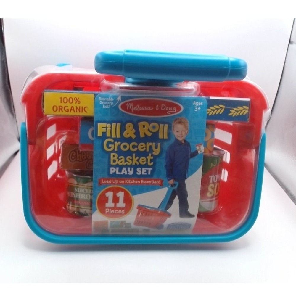 Melissa & Doug Fill and Roll Grocery Basket 11 Pc Play Set, BRAND NEW WITH TAGS